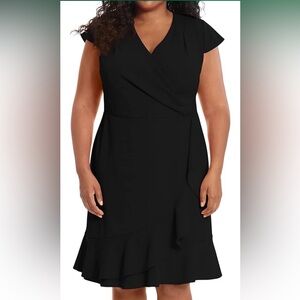 NWT London Times V-neck Faux Wrap Ruffle Dress